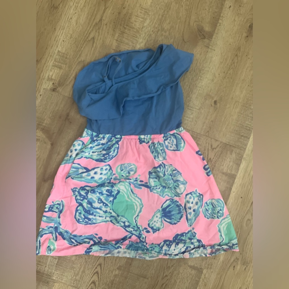 Lilly Pulitzer Blue One Shoulder Sleeveless Sundress